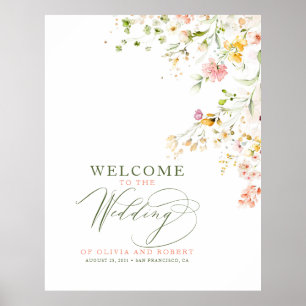 Affiche de bienvenue mariage Fleurs sauvages d'été