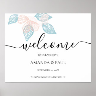 Affiche de bienvenue Mariage florale minimale