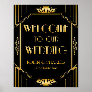 Affiche de bienvenue mariage   Gatsby Art Déco