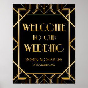 Affiche de bienvenue mariage   Gatsby Art Déco