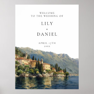 Affiche de bienvenue Mariage italienne du lac de C
