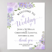 Affiche de bienvenue Mariage Lavender Purple Flora