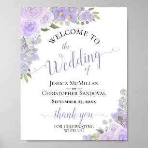 Affiche de bienvenue Mariage Lavender Purple Flora