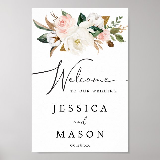 Affiche de bienvenue Mariage Magnolia Cotton (Devant)