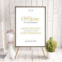 Affiche de bienvenue Mariage minimaliste or