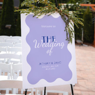Affiche de bienvenue Mariage moderne Blue Lavender