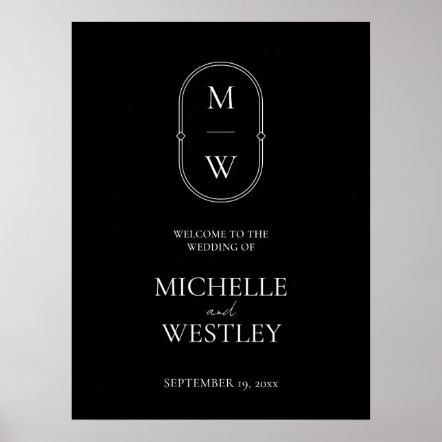 Affiche de bienvenue Mariage monogramme minimalist (Devant)