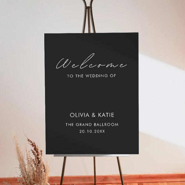 Affiche de bienvenue Mariage noir (Black Wedding Welcome Sign)