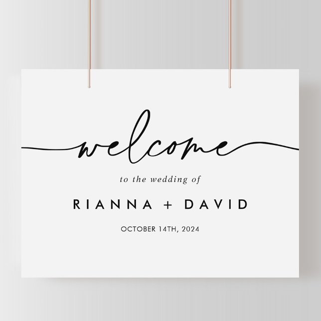 Affiche de bienvenue Mariage noir blanc classique (Créateur téléchargé)