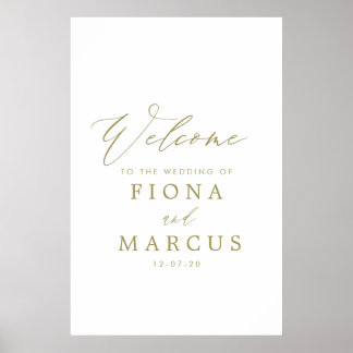 Affiche de bienvenue Mariage or