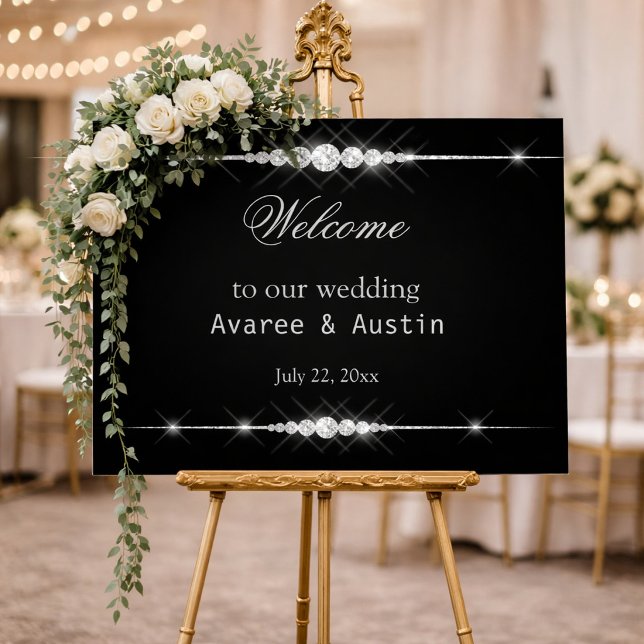 Affiche de bienvenue Mariage Paillettes de Diamant (Créateur téléchargé)