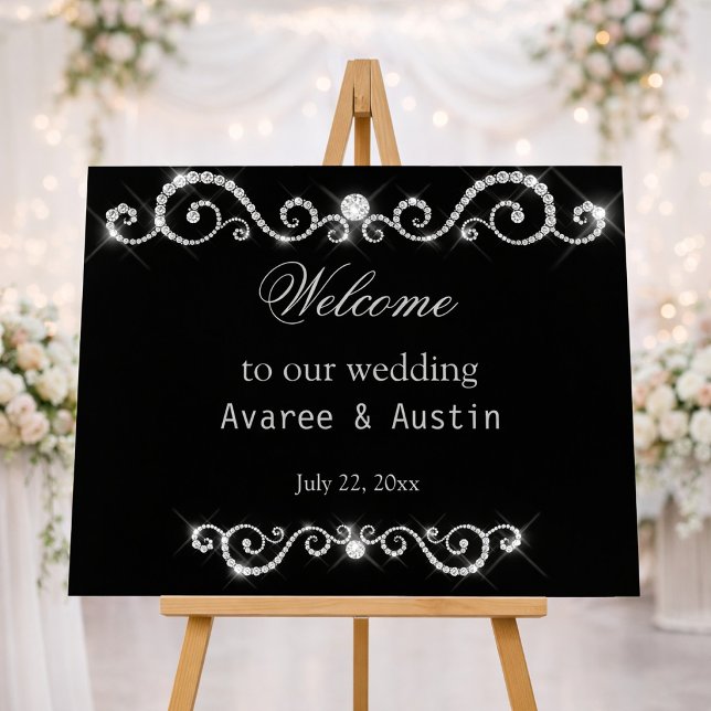 Affiche de bienvenue Mariage Paillettes de Diamant (Créateur téléchargé)