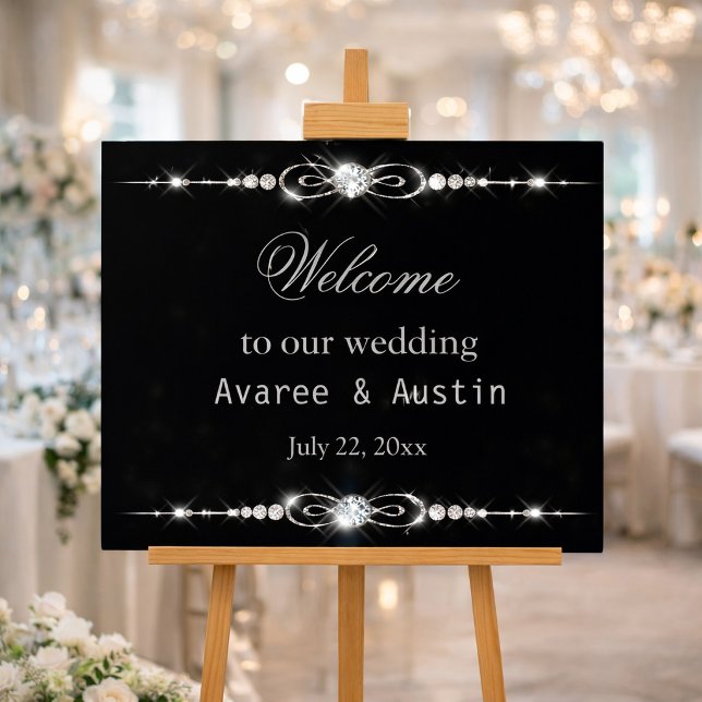 Affiche de bienvenue Mariage Paillettes de Diamant (Créateur téléchargé)
