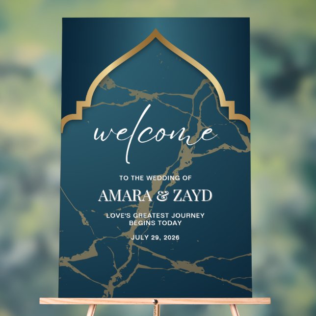 Affiche de bienvenue Mariage personnalisée - Turqu (Neutre)