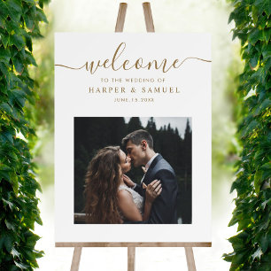 Affiche de bienvenue Mariage photo Chic Gold Scrip
