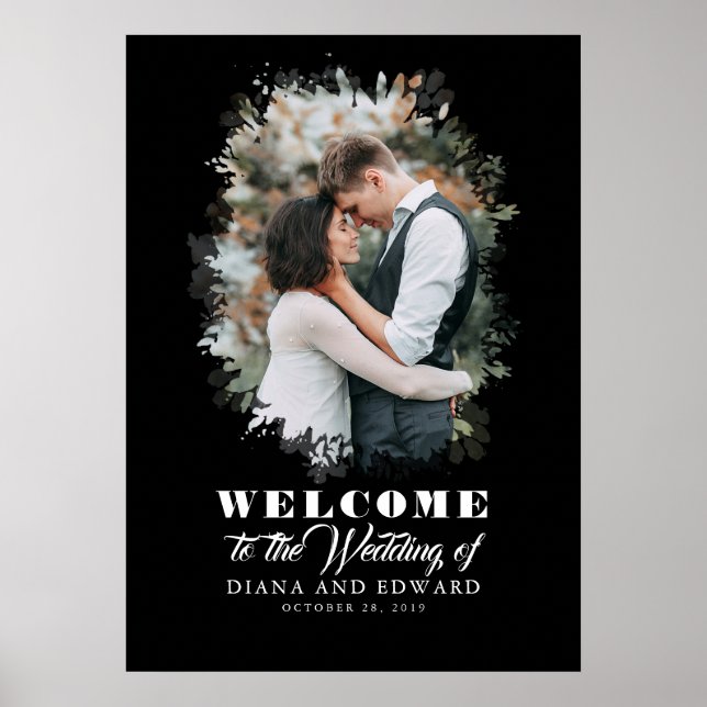 Affiche de bienvenue Mariage photo romantique (Devant)