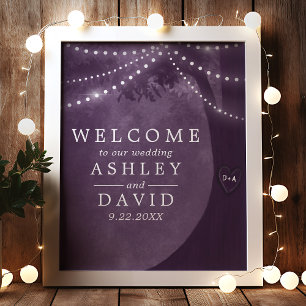 Affiche de bienvenue Mariage Purple Rustic Tree Li