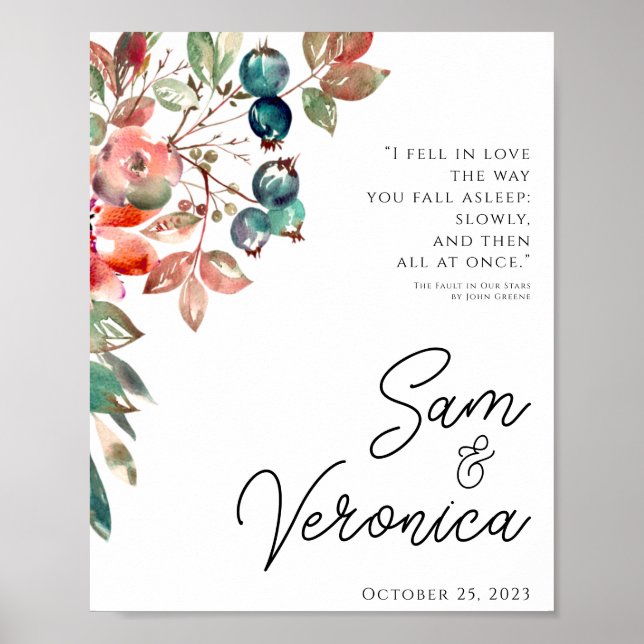 Affiche de bienvenue Mariage romantique Blush Mauv (Devant)