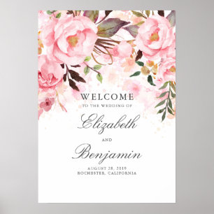 Affiche de bienvenue Mariage rose