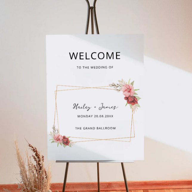 Affiche de bienvenue Mariage rose (Rose Wedding Welcome Sign)