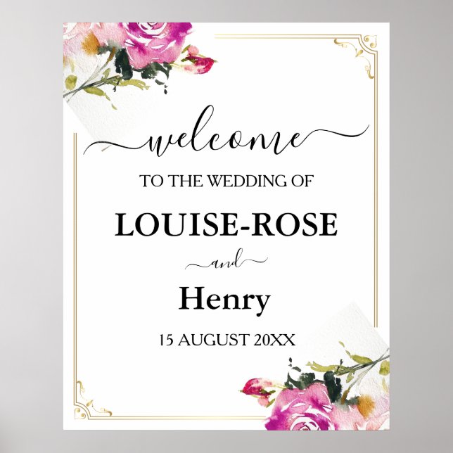 Affiche de bienvenue mariage - Rose Rose Gold Desi (Devant)