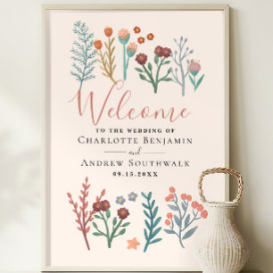 Affiche de bienvenue Mariage Rustic Boho Fleur sau