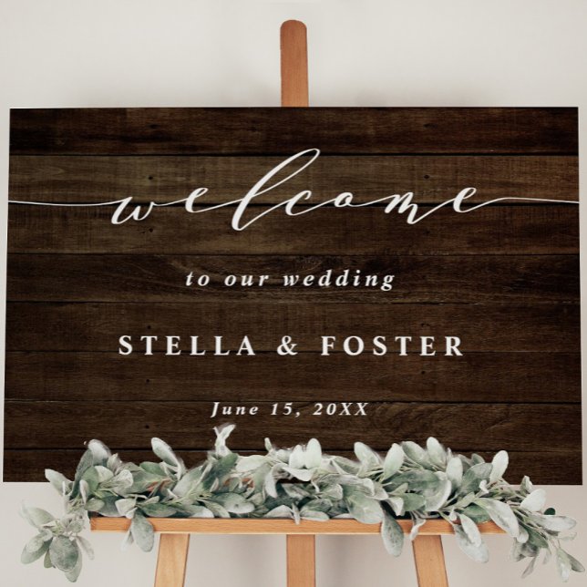 Affiche de bienvenue Mariage Rustic Faux Wood (Créateur téléchargé)