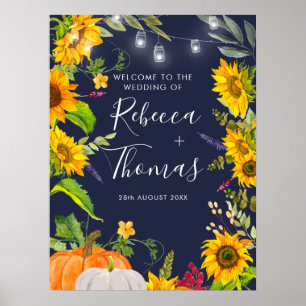 Affiche de bienvenue Mariage Rustic Sunflower Auto