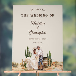 Affiche de bienvenue Mariage Rustic Western Ranch