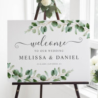 Affiche de bienvenue Mariage simple Eucalyptus Gre
