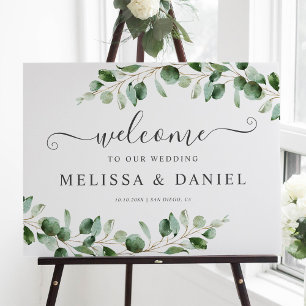 Affiche de bienvenue Mariage simple Eucalyptus Gre