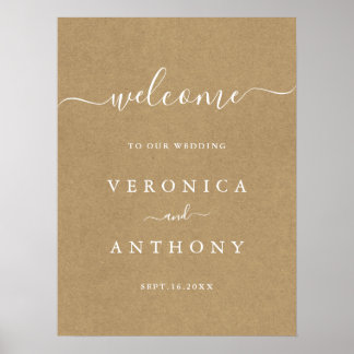 Affiche de bienvenue Mariage simple Faux Rustic Kr