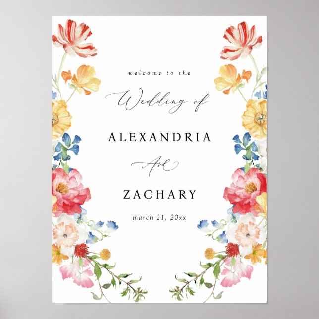 Affiche de bienvenue Mariage Spring Multi Color Fl (Devant)
