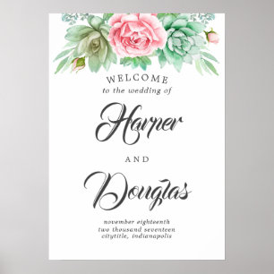 Affiche de bienvenue Mariage Succulente