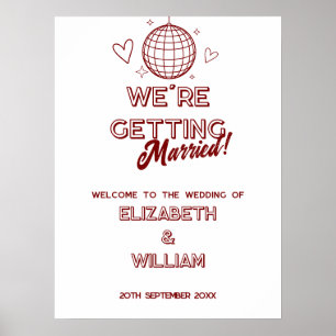 Affiche de bienvenue Mariage Super moderne Red Ret