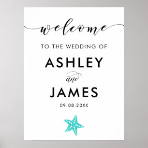 Affiche de bienvenue Mariage Turquoise Blue Starfi