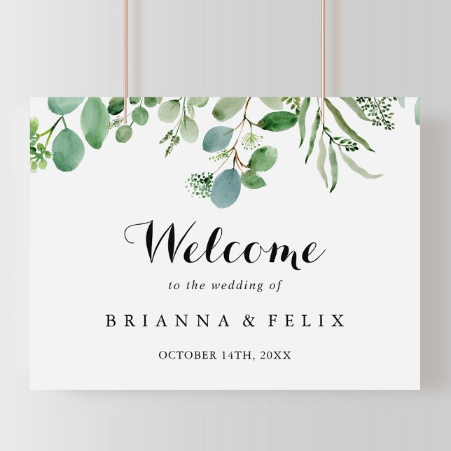 Affiche de bienvenue Mariage végétale Eucalyptus v (Créateur téléchargé)