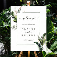 Affiche de bienvenue Mariage vert de feuillage tro