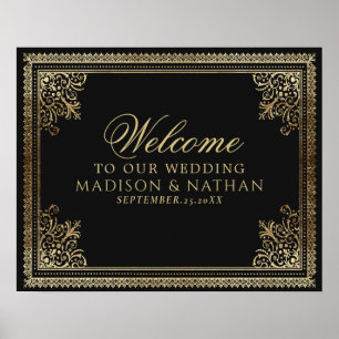 Affiche de bienvenue Mariage victorienne gothique