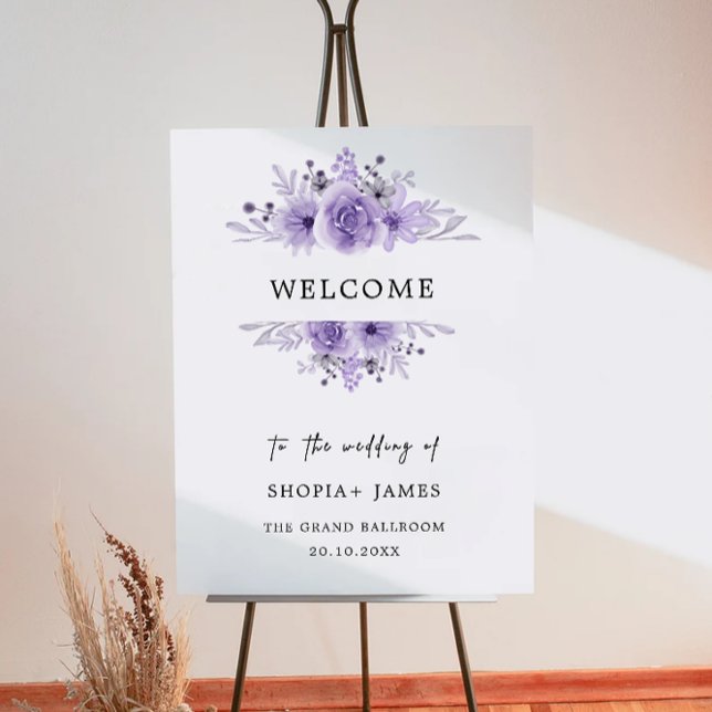 Affiche de bienvenue Mariage violet (Purple Wedding Welcome Sign)