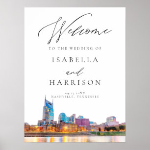 Affiche de bienvenue Mariage Watercolor Nashville