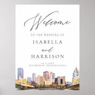 Affiche de bienvenue Mariage Watercolor Pittsburgh