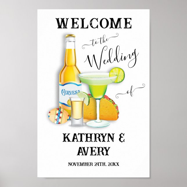 Affiche de bienvenue mexicaine Fiesta Margarita (Devant)