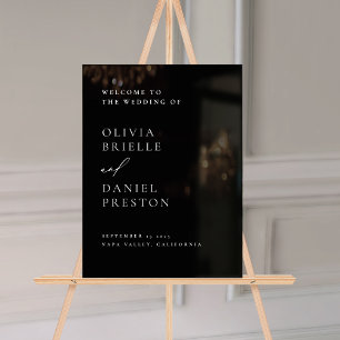 Affiche de bienvenue minimaliste de Mariage noir m