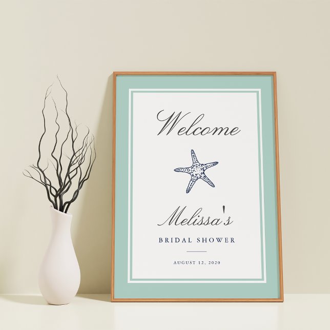 Affiche de bienvenue Mint & Navy Starfish (Créateur téléchargé)