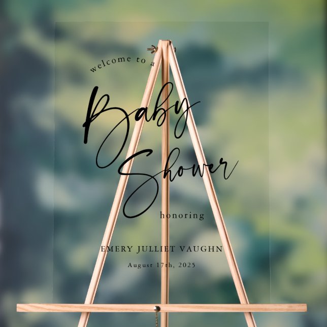 Affiche de bienvenue moderne de Baby shower noir e (Neutre)