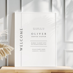 Affiche de bienvenue moderne de bar noir et blanc