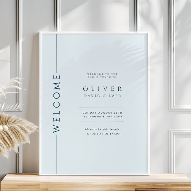 Affiche de bienvenue moderne Light Blue Bar Mitzva (Créateur téléchargé)