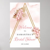 Affiche de bienvenue nuptiale rose pâle à la mode