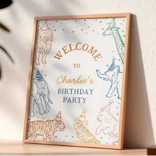 Affiche de bienvenue pour anniversaire Safari Part